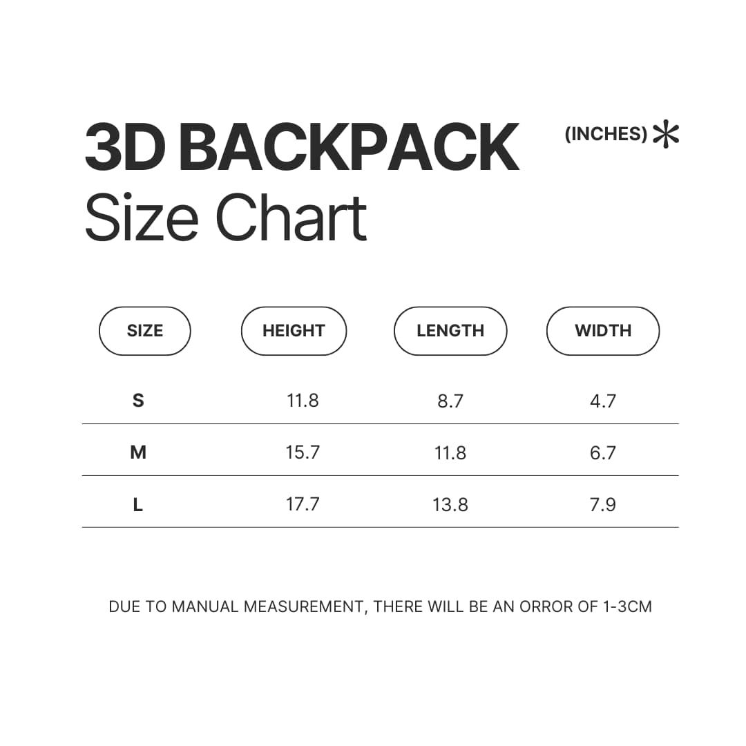 3D Backpack Size Chart - The Amazing World of Gumball Store