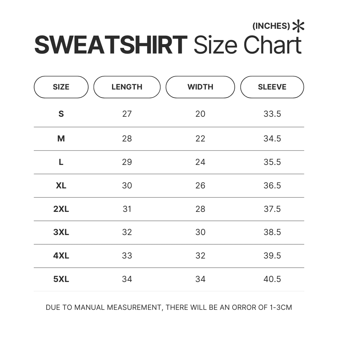 Sweatshirt Size Chart - The Amazing World of Gumball Store