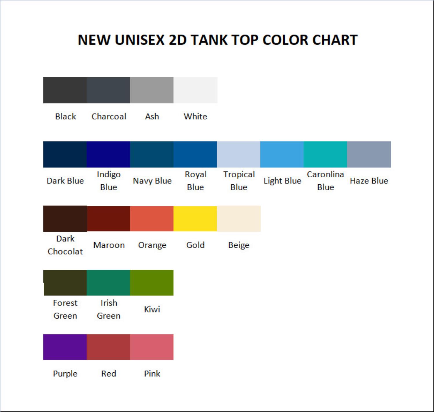 tank top color chart - The Amazing World of Gumball Store