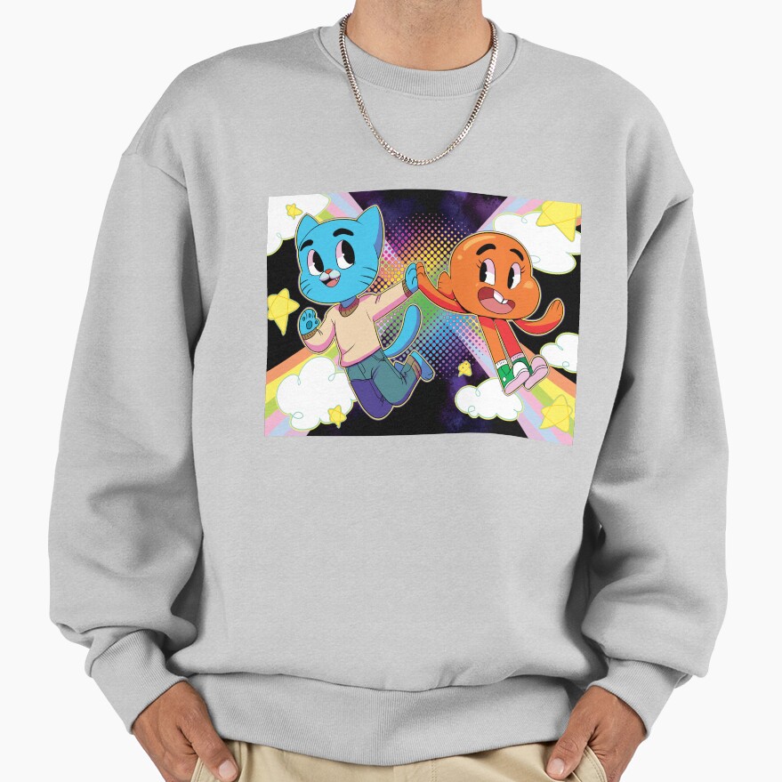 Gumball And Darwin Rainbow Couple Sweatshirt - Image 4