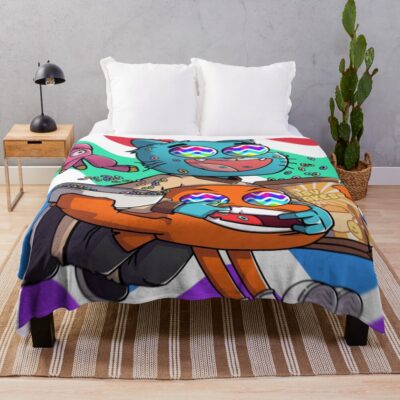 Gumball And Darwin Snack Running Throw Blanket