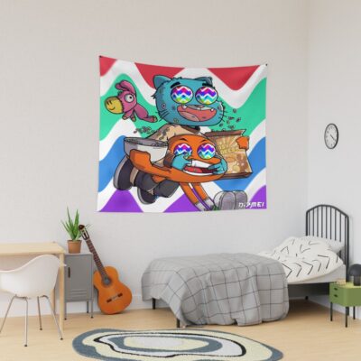 Gumball And Darwin Snack Running Tapestry