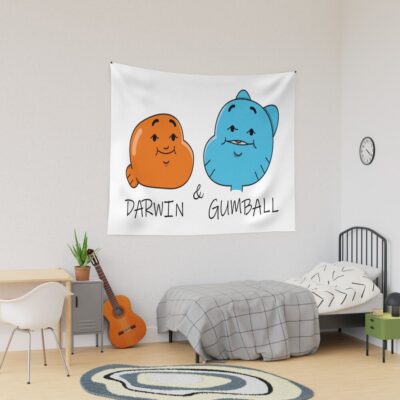 Gumball And Darwin Funny Faces Tapestry