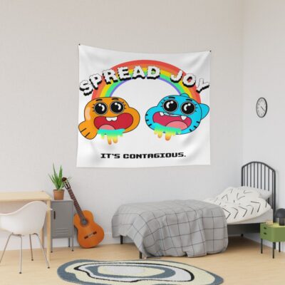 The Amazing World Of Gumball Spread Joy White Tapestry