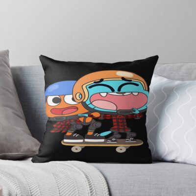 Gumball Darwin Skating Throw Pillow