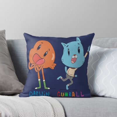 Goofy Darwin N Gumball Throw Pillow