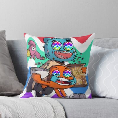 Gumball And Darwin Snack Running Throw Pillow
