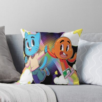 Gumball And Darwin Rainbow Duo Throw Pillow