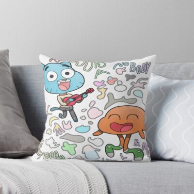Nobody S A Nobody Gumball And Darwin Throw Pillow